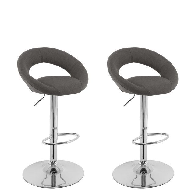 CorLiving Round Open Back Adjustable Fabric Barstool, set of 2