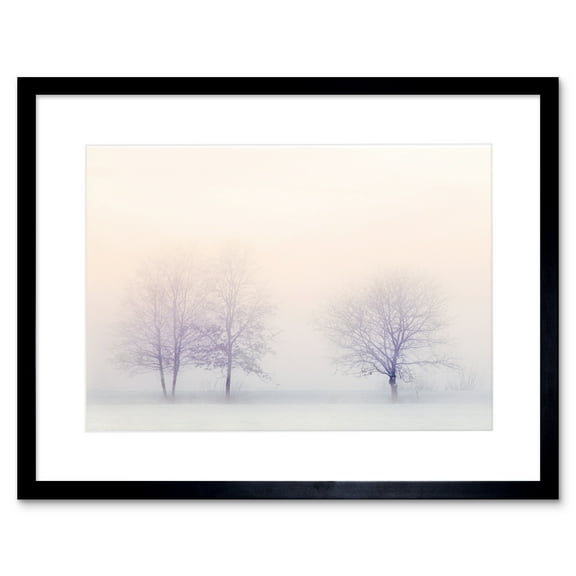 Trees in Winter Landscape Snow Framed Wall Art Print