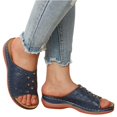 thumbnail image 6 of UDAUDU Women's Sandals Slides Wedge Open Toe Thick Sole Lightweight Slip Resistant Cozy Roman Style Beach Sandal Summer Walking Shoes Dark Blue 7 Wide, 6 of 6