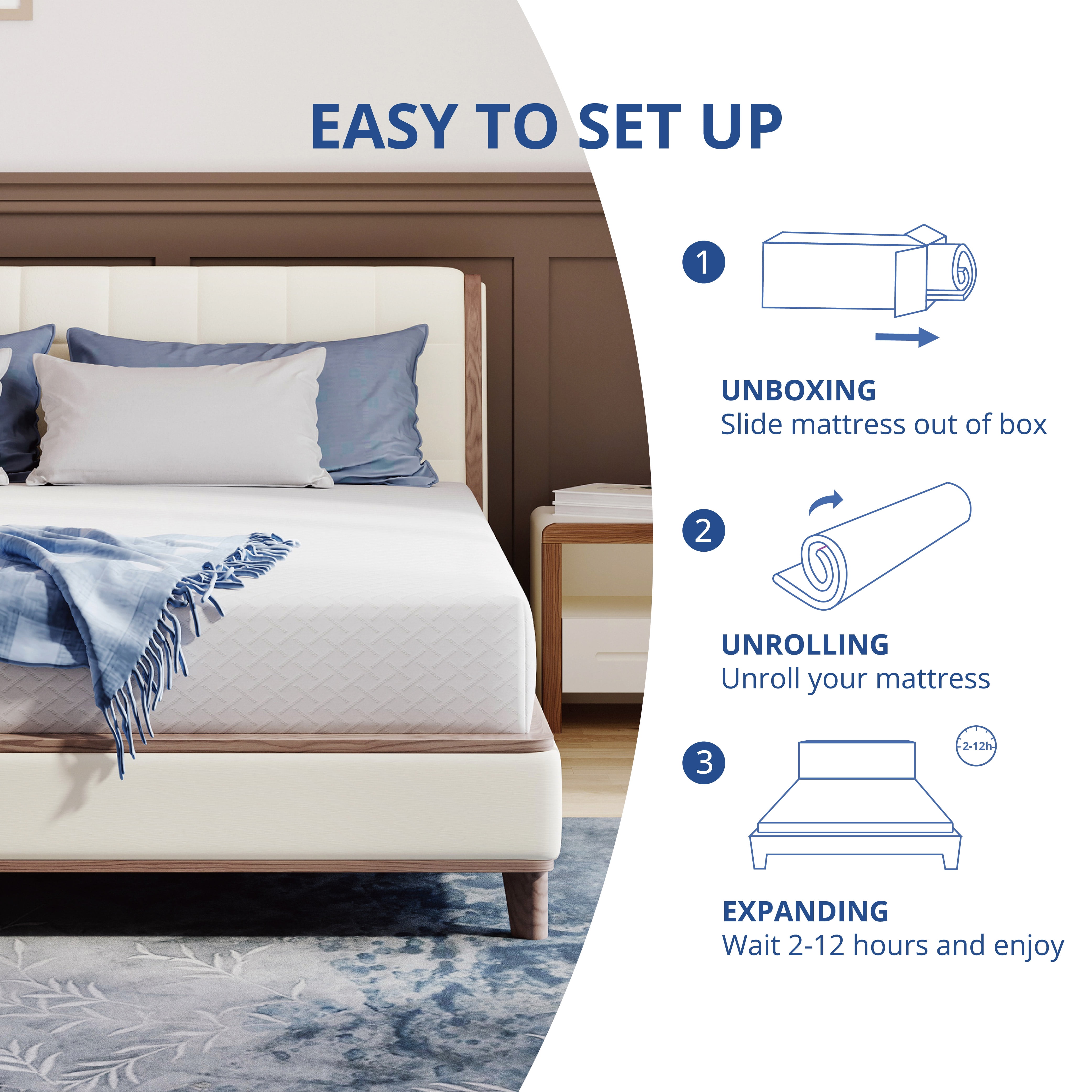 Arctus 10 inch Memory Foam Mattress, Twin Size Mattress in a Box, Medium Firm