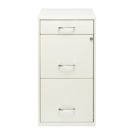 Hirsh - Metal 3-Drawer Organizer File Cabinet with Pencil Drawer - Pearl White