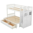 thumbnail image 5 of Harper & Bright Designs Stairway Bunk Beds with Trundle Twin Over Full/Twin with Storage Shelf Wood Kids Bed Bedroom with Full-Length Guard Rail Easy Assembly, 5 of 13