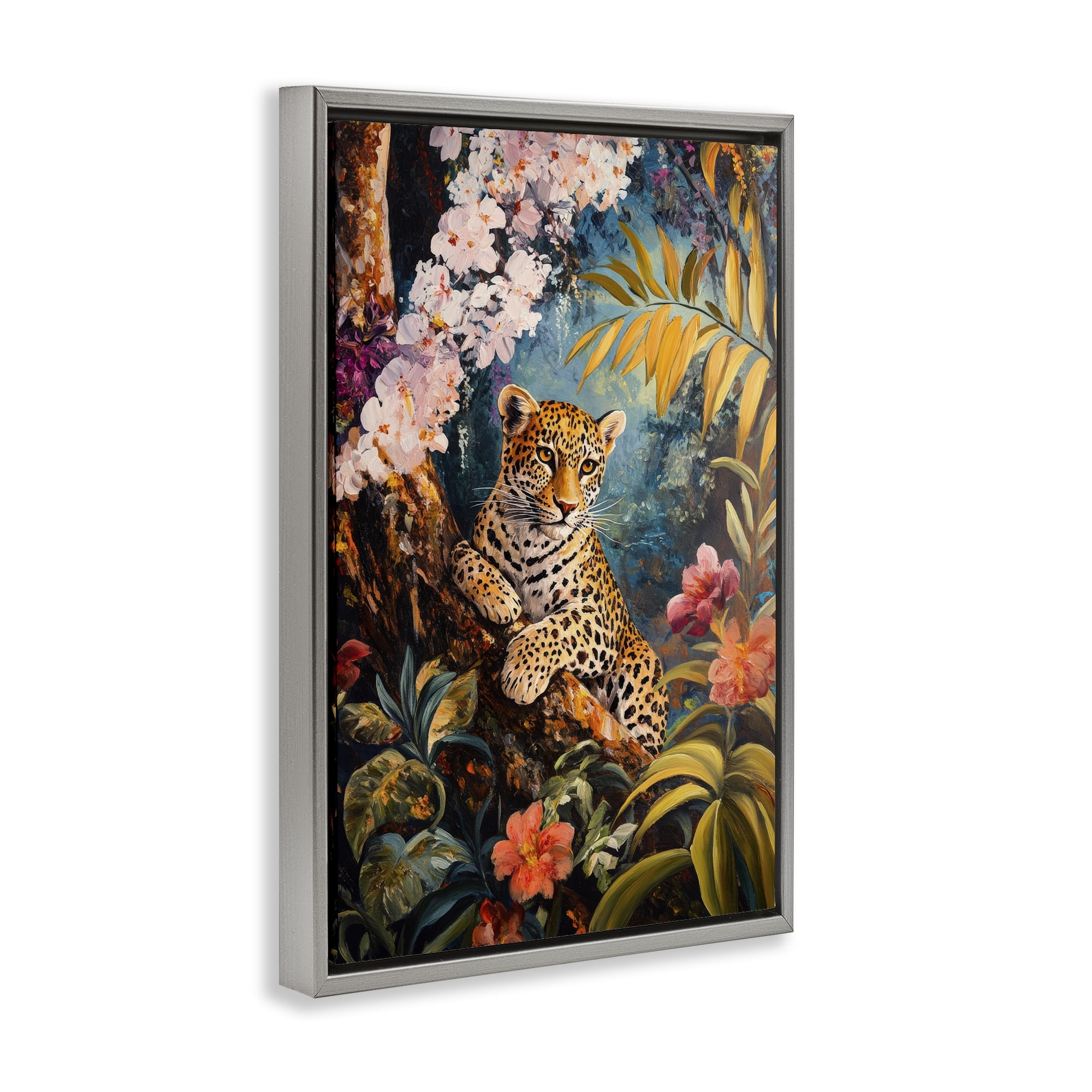 Stupell Industries On The Wild Side Botanicals Gray Framed Floater Canvas Wall Art, design by Petal Prints Design