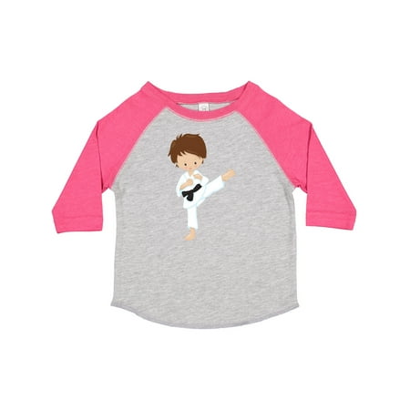 

Inktastic Karate Boy Cute Boy Brown Hair Black Belt Gift Toddler Boy Girl T-Shirt