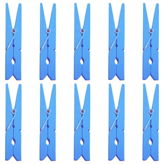 jijAcraft 100pcs Blue Clothespins with Blue Ribbon, 1.4 inch Heavy-Duty Wooden Clothes Pins with 25 Yards Saint Ribbon, Mini Photo Clips for Hanging