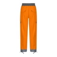 thumbnail image 5 of Full-Length High Waisted Cargo Pants for Women Orange Leisure Splicing Weekend Solid Color Tie Multi Pocket Trousers Outdoor Casual Sports Overalls Loose Sweat L, 5 of 5
