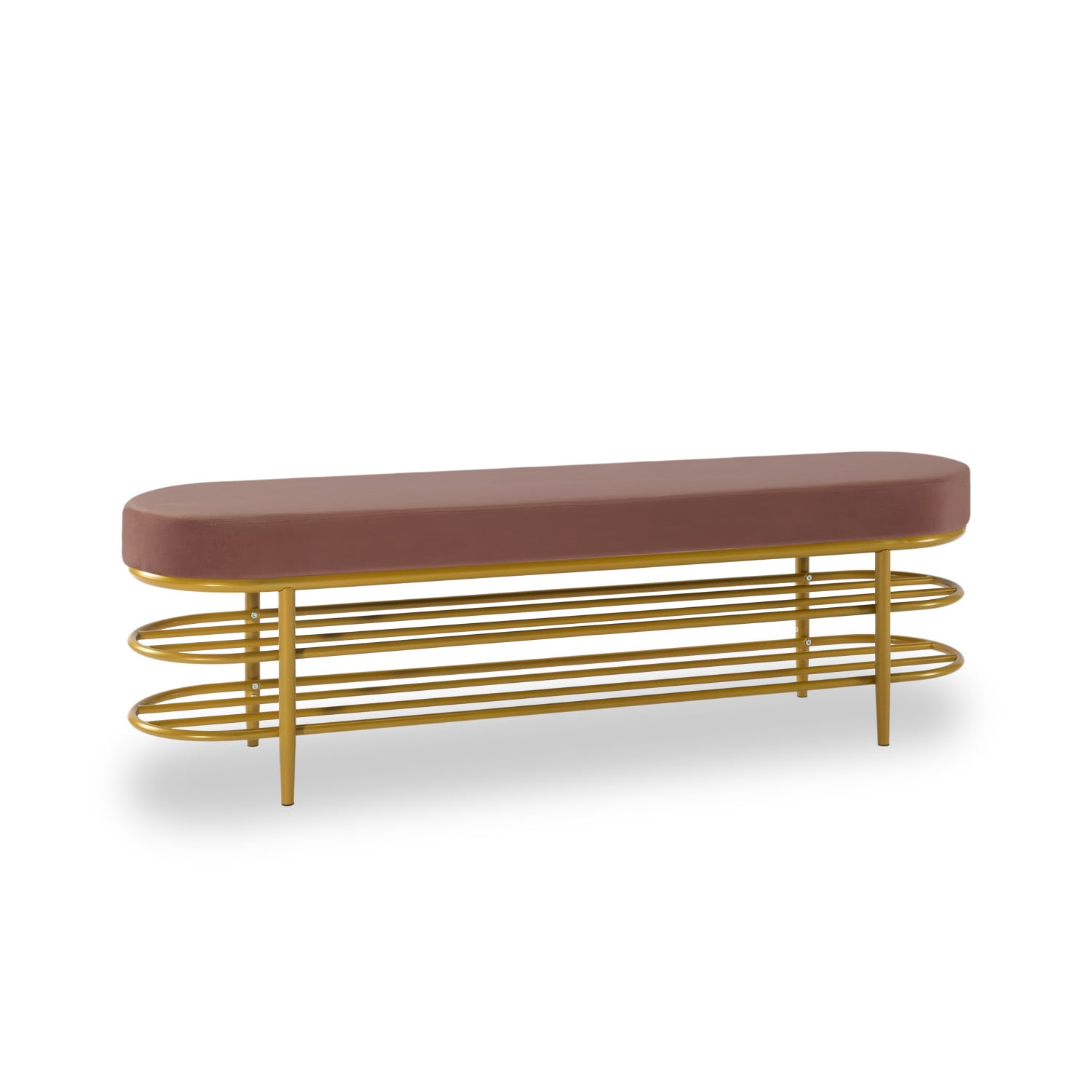 Kadyn Metal Shoe storage bench, Modern Free Standing Shoe Racks for Entryway and Hallway, Entryway Bench with Velvet Cushion, Pink Kadyn Metal Shoe storage bench, Modern Free Standing Shoe Racks for Entryway and Hallway, Entryway Bench with Velvet Cushion, Pink