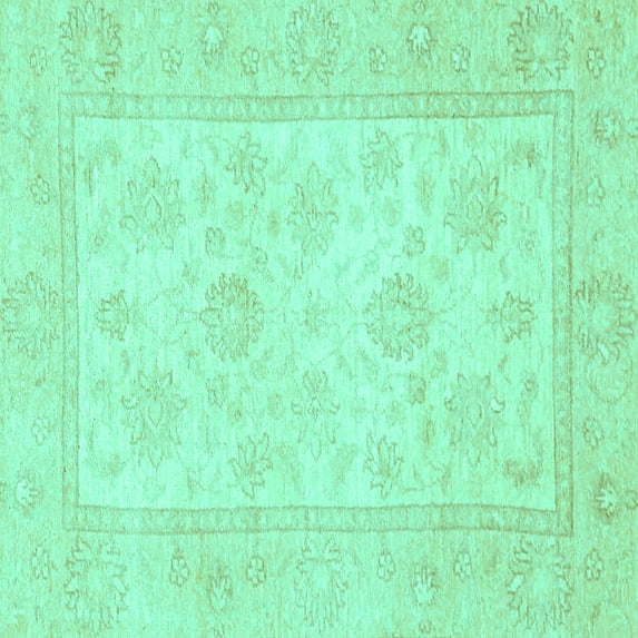 Ahgly Company Indoor Square Oriental Turquoise Blue Traditional Area Rugs, 8' Square