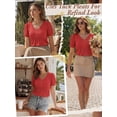 thumbnail image 6 of MOYIKO Blouses for Women T Shirts Pleated Button Puff Short Sleeve Shirts Dressy Casual V Neck Tunic Tops Summer Shirts, 6 of 7
