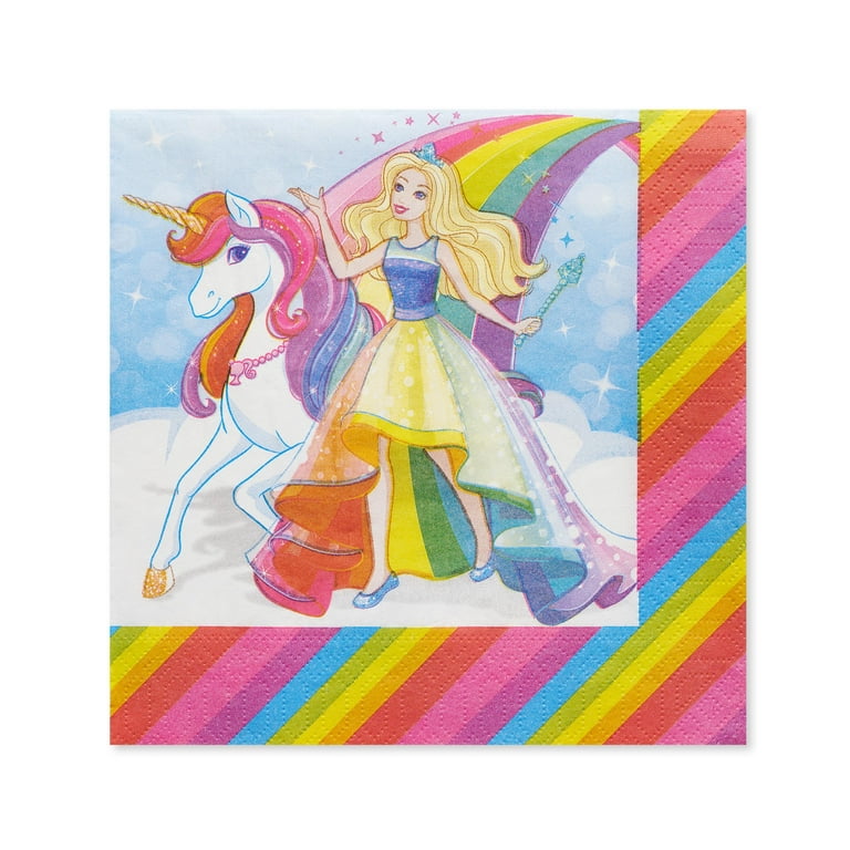 American Greetings Barbie Rainbow Paper Lunch Napkins, x