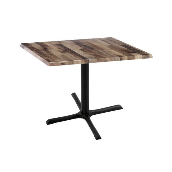 Indoor/Outdoor 30" Tall OD211 Black Table Base with 30" x 30" Foot and 30" x 30" Square Indoor/Outdoor Rustic Top by the Holland Bar Stool Co.