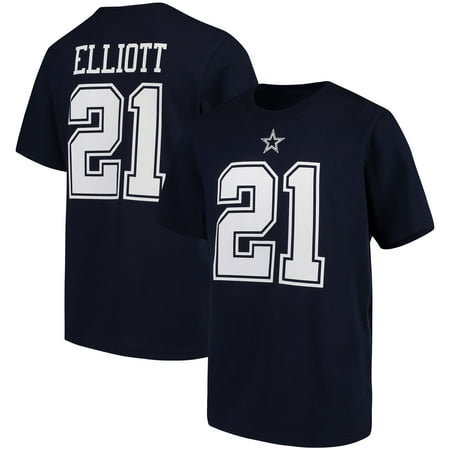 Dallas Cowboys Youth Ezekiel Elliott #21 Authentic Name Number Tee Youth (Best Number For Jersey)