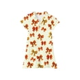 thumbnail image 5 of CCRFTGI Polo Dress for Kids Girls Size 8 Short Sleeve School Uniform Cute Bow Print Pleated Flare Skater Polo Dresses Back To School Summer Button-Down Collar Picque Polo Dress Orange 5-6 Years, 5 of 5