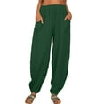 thumbnail image 2 of Green Women's Casual Pants, Elastic Solid Women Pockets Long Pants Waist Casual Loose Trousers Pants Pants,Women's Casual Pants L, 2 of 9