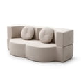 thumbnail image 3 of 2-In-1 Folding Sofa Bed with Pillow, Twin Sleeper Sofa, Floor& Futon Loveseat Couch, Foam Folding Mattress Sleeper for Living Room, Guest Use, Office, Apartment, No Assembly Required (khaki), 3 of 11
