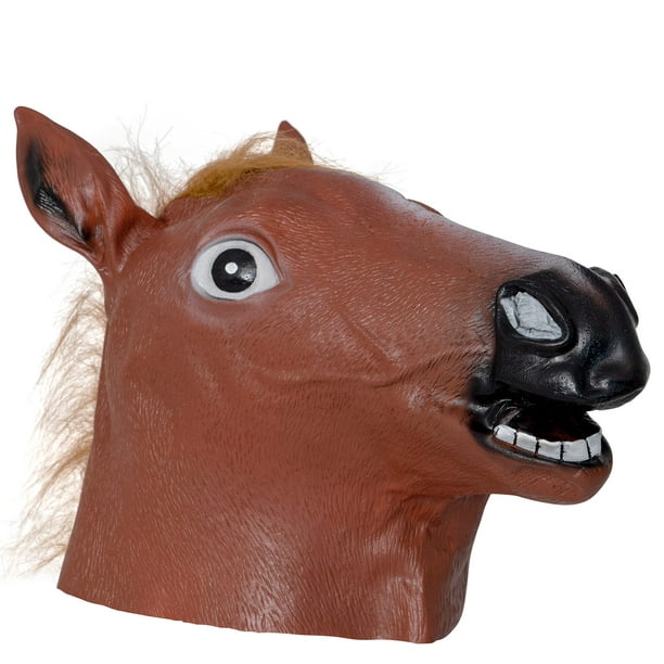 Skeleteen Horse Head Costume Mask Realistic Brown Animal Head Horse