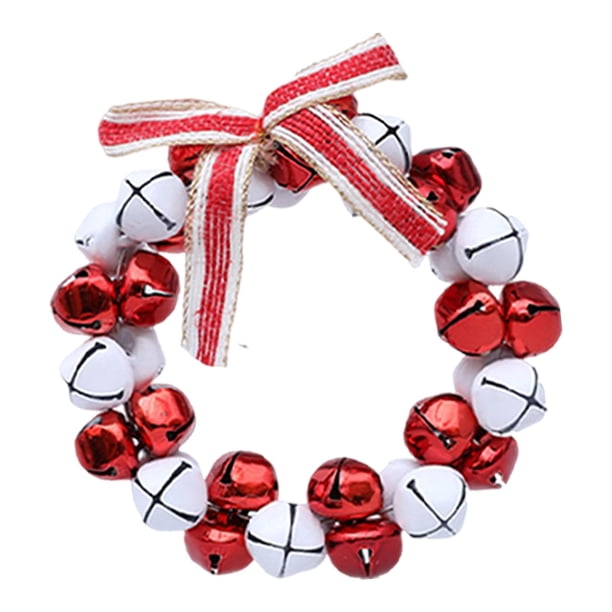 Guirnalda de campanas navideñas artificiales de 4 pulgadas para decoración navideña de puerta de entrada Rojo y blanco