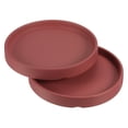 thumbnail image 1 of Unique Bargains 4.5' Ceramic Round Planter Saucer Flower Pot Drip Tray Coaster, Maroon 2 Pack, 1 of 5