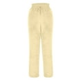 thumbnail image 3 of Yufatyle Womens Straight Leg Flannel Pants Soft Fuzzy Warm Lounge Pants for Women Drawstring High Waist Pajama Pants Yellow M, 3 of 6