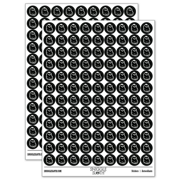 Cute Chicken Nugget 200 Round Stickers - Black - Gloss Finish - 0.50" Size