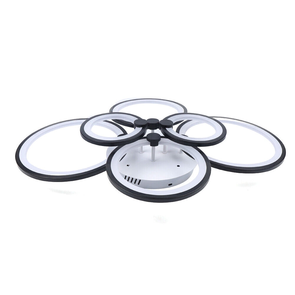 4/6/8-Light FLush Mount Light, Black and White Ring Acrylic LED Ceiling Light Fixture with Remote