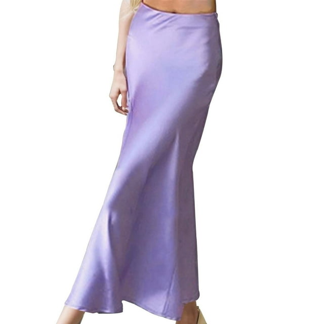 Gibobby faldas para mujer elegante elegante y sexy para mujer Falda lápiz de cintura alta versátil(Morado, L)