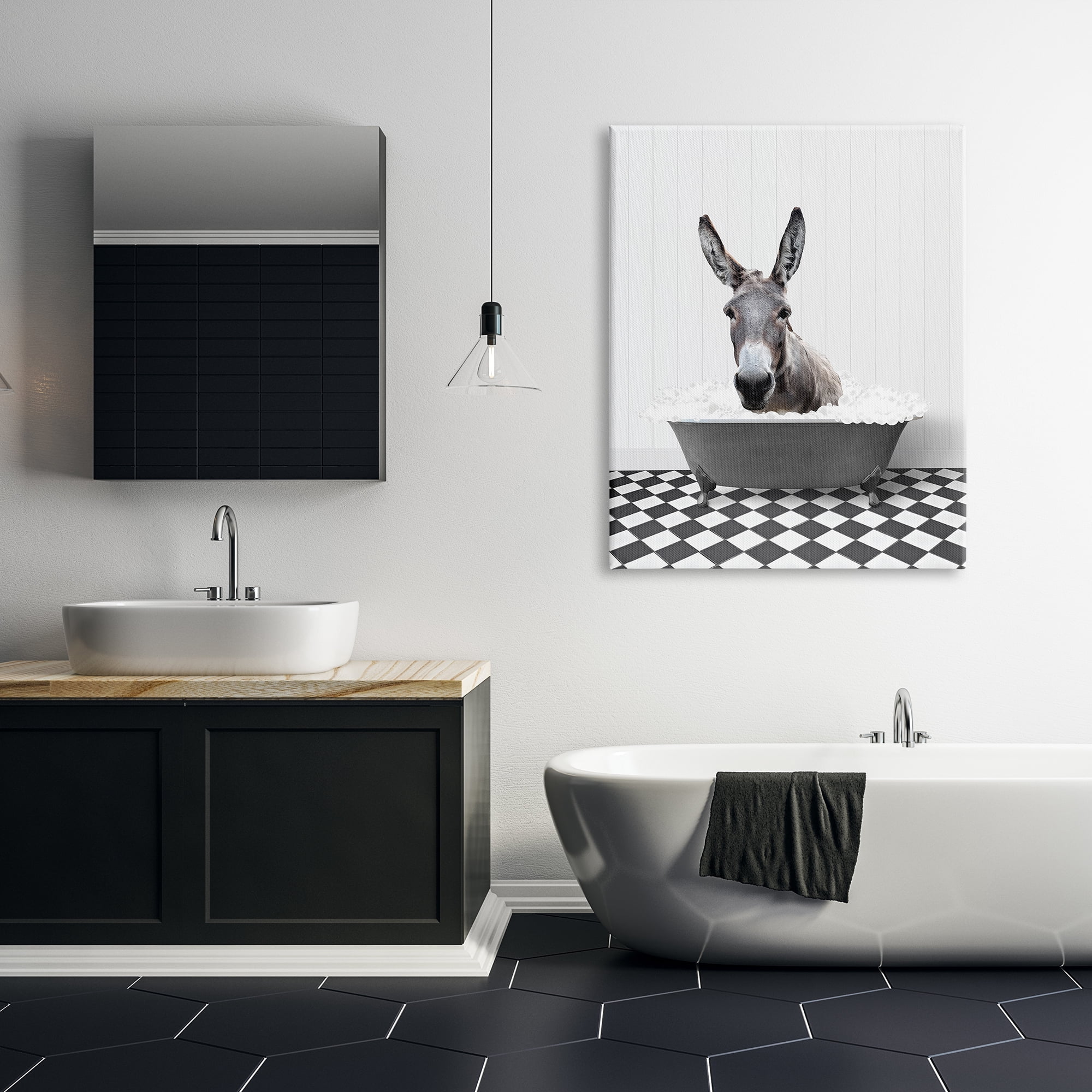 Stupell Industries Vintage Tub Donkey Animals & Insects Painting Gallery Wrapped Canvas Print Wall Art, 36 x 48