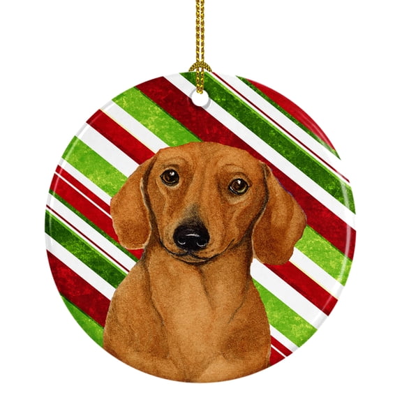 Dachshund Candy Cane Holiday Christmas Ceramic Ornament LH9222