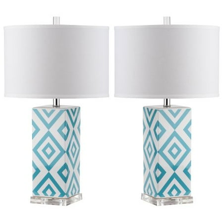 Safavieh LIT4135 Diamonds 2 Light Accent Table Lamp with Cylinder Cotton Shade (