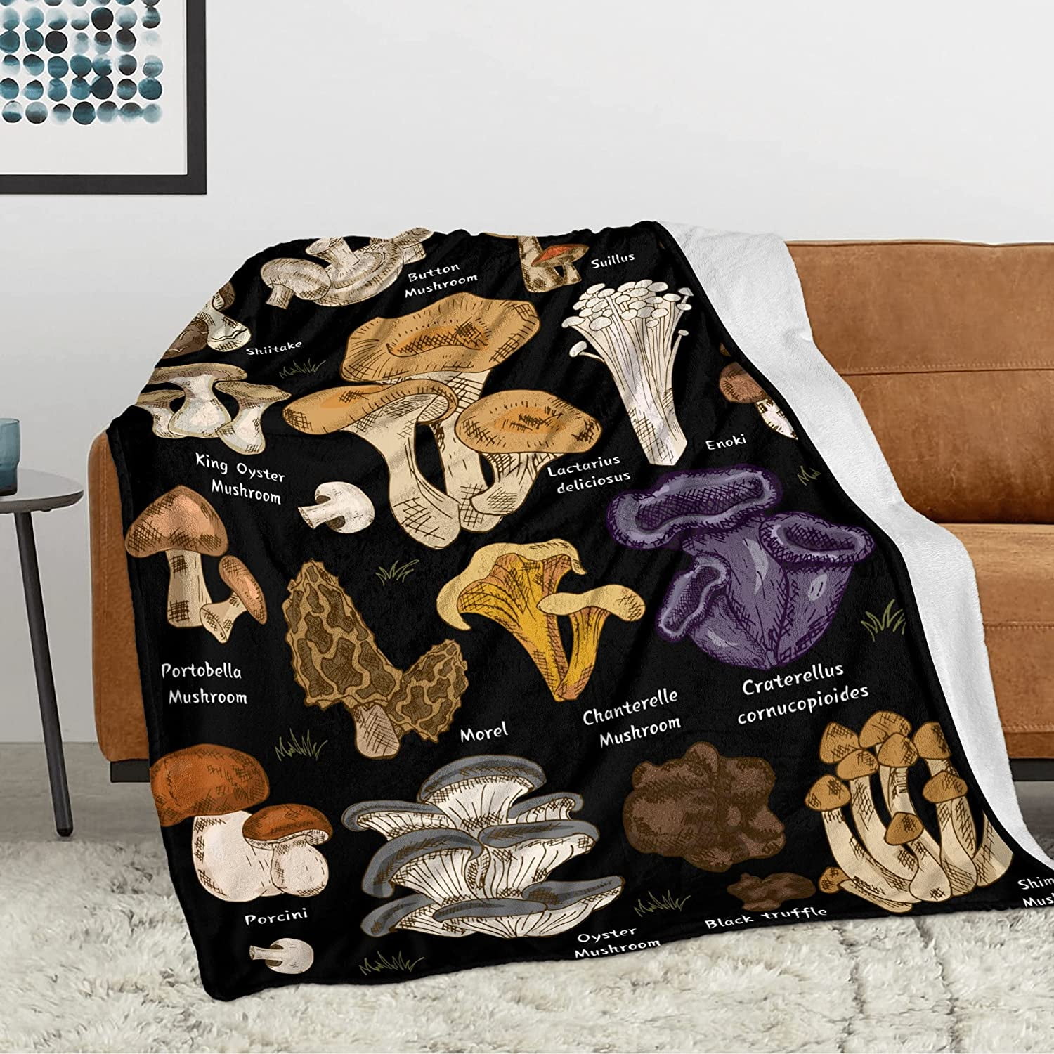 Mushroom Blanket Soft Flannel Fleece Botanical Plush Throw Blanket for