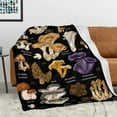 thumbnail image 1 of Couverture à Champignons en Molleton de Flanelle Douce, Jeté Botanique en Peluche pour Lit et Canapé, Couverture Décorative pour la Maison à Champignons, Couverture avec Tableau de Référence Illustratif, Toutes Saisons 60"x50 Pouces, 1 of 7