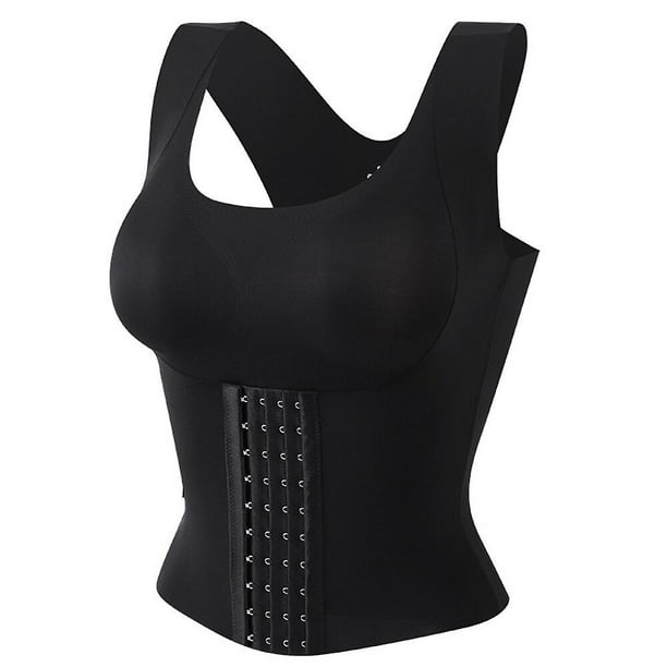 Women Shapewear Padded Tummy Control Tank Top Corset Slimming Camisole  Sheath Body Shaper Bra Posture Corrector Compression Vest,black 