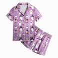 thumbnail image 4 of CAUYDY Girls Halloween Satin Pajamas Set Short Sleeve Sleepwear Button Down Loungewear 2 Piece Pjs Shorts Set,6-7 Y, 4 of 6