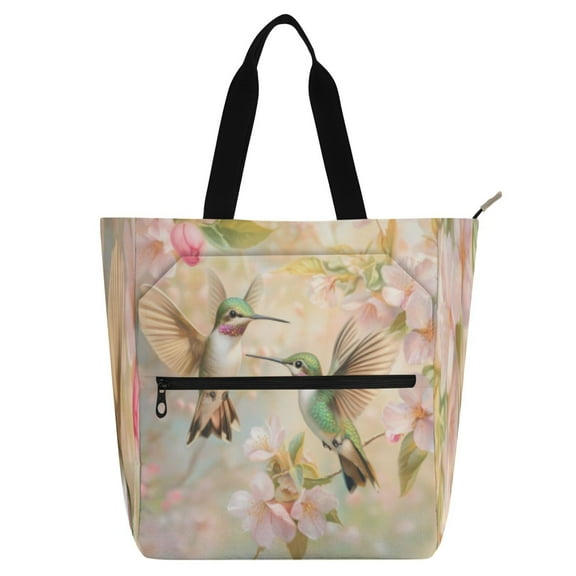 BZSMCE Book Tote Bag Casual Style Creatively Hummingbird Serenade Printed