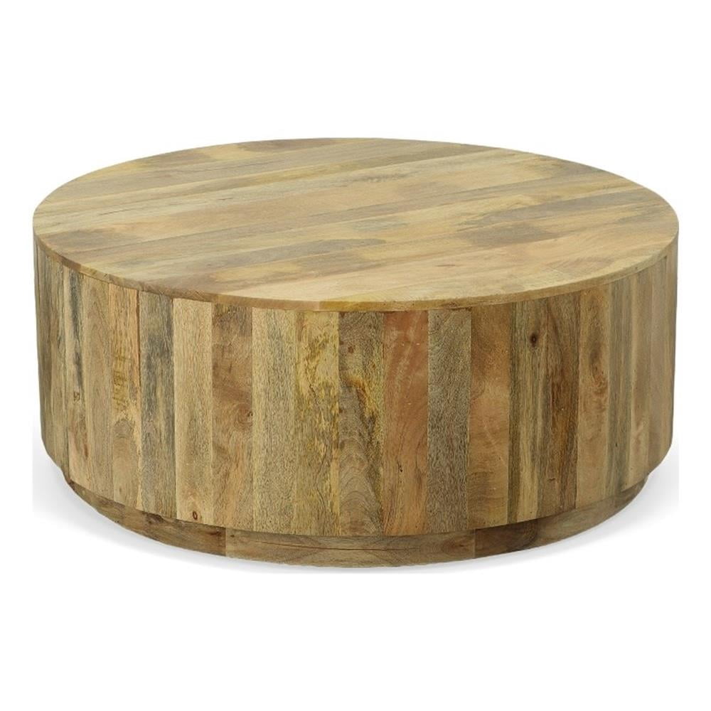 Carolina Classics Tamia 42" Round Wood Coffee Table in Natural Brown