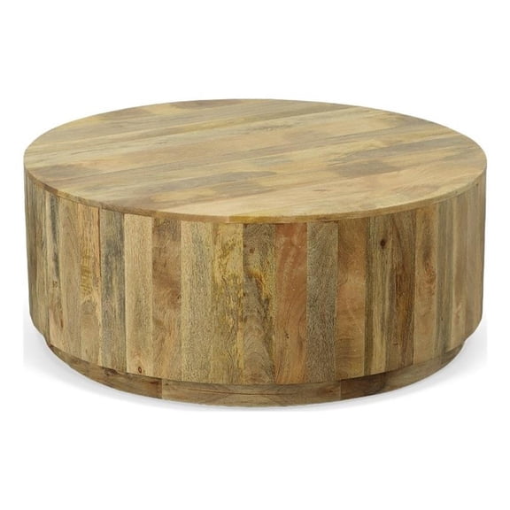 Carolina Classics Tamia 42" Round Wood Coffee Table in Natural Brown