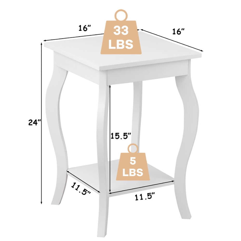 Finihen Set of 2 End Side Table, Square Nightstand, Sofa Table Night Stand with Shelf, for Living Room, Bedroom, White Finihen Set of 2 End Side Table, Square Nightstand, Sofa Table Night Stand with Shelf, for Living Room, Bedroom, White
