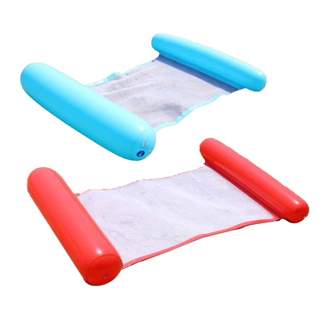 Hamaca flotante inflable para piscina, tumbona flotante para piscina, cómoda, hamaca de agua flotante, azul y rojo, 2 uds. YUNYI BRAND Deportes
