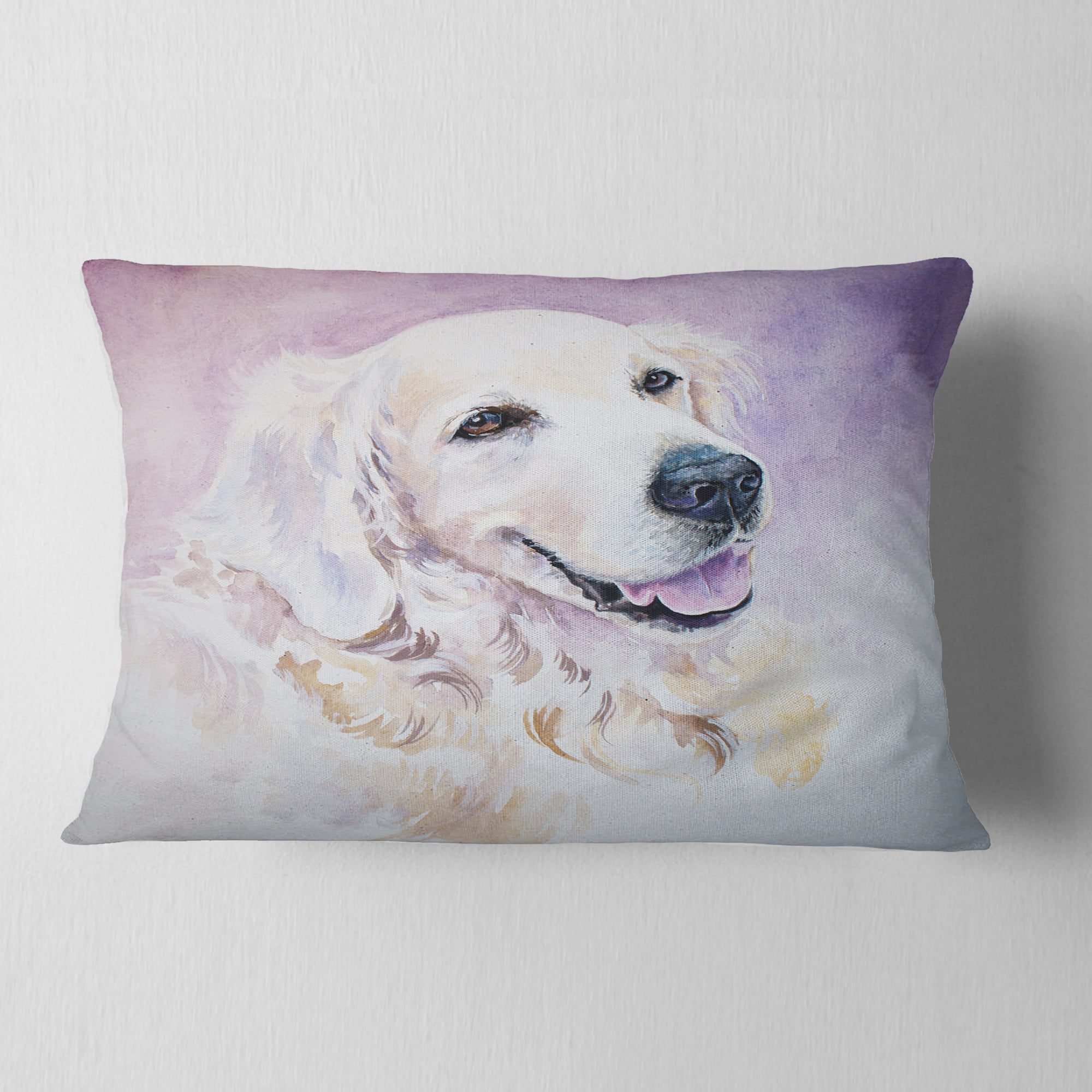 Designart Funny Golden Retriever - Animal Throw Pillow - 12x20