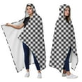 thumbnail image 2 of Wearable Blanket,Black White Small Checkered Pattern Hooded Wearable Flannel Blanket for Adults & Teens,Winter Poncho Shawl Wrap Cape Cozy Anti-Pill,60"x80", 2 of 5