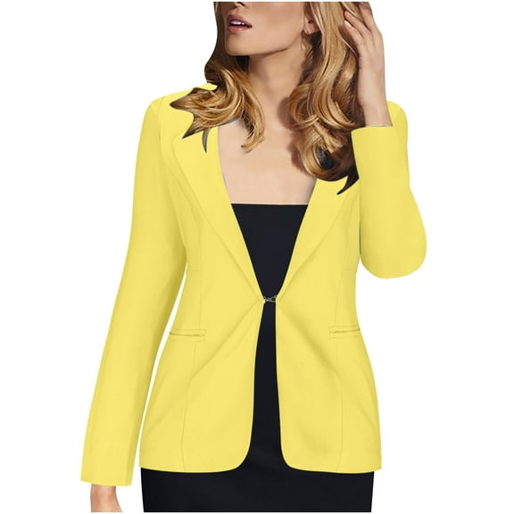 ShomPort Women's Work Office Two Button Blazer Jackets Casual Long Sleeve Open Front Suit Blazers