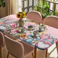 thumbnail image 3 of Easter Gnomes Table Cloths for 3 Foot Rectangle Tables, Colorful Eggs Spring Flowers Branches Pink Patio Waterproof Elastic Fitted Tablecloths, Washable Rectangular Table Cover for Camping, 3 of 8