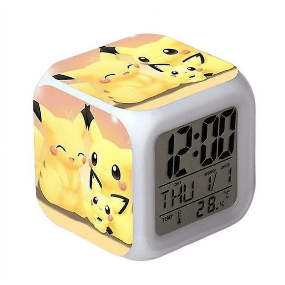 Anime Cartoon Alarm Clock One Piece LED Square Clock Digital Alarm Clock with Time, Temperature, Alarm, Date