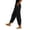 *Black, variant on ClodeEU Women's Waffle Knit High Waisted Pants with Pockets ,Casual Loose Cropped Trousers ,Women's Plus L