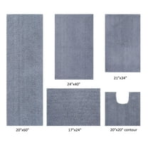 Better Trends 5 Piece Bathroom Rug Set 100% Polyester Bath Rug, Water Absorbent Non-Slip Bath Mat Machine Washable Micro Plush Collection - Gray