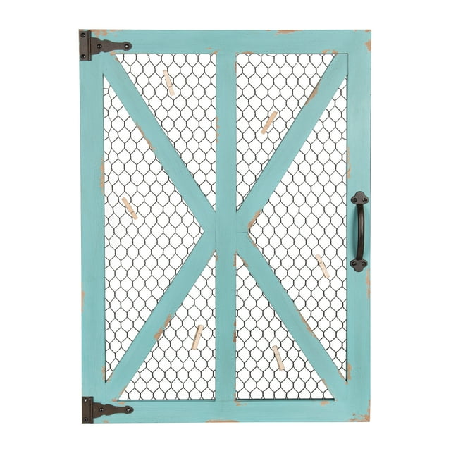 Kate and Laurel Wickett Rustic Farmhouse Wooden Windowpane Photo Collage Clip Wall Frame, Teal