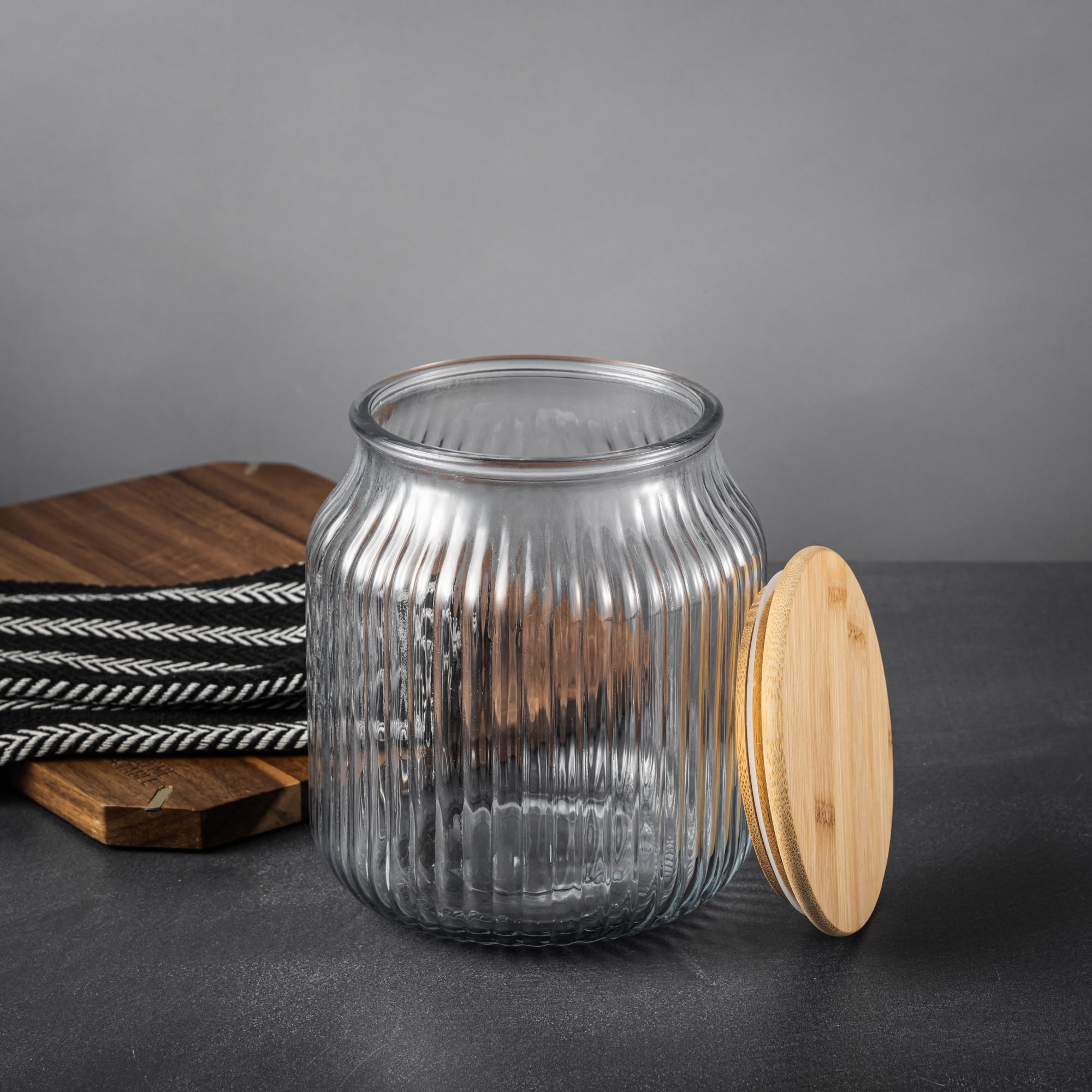 Thyme & Table 2.6L Med Glass Ribbed Jar