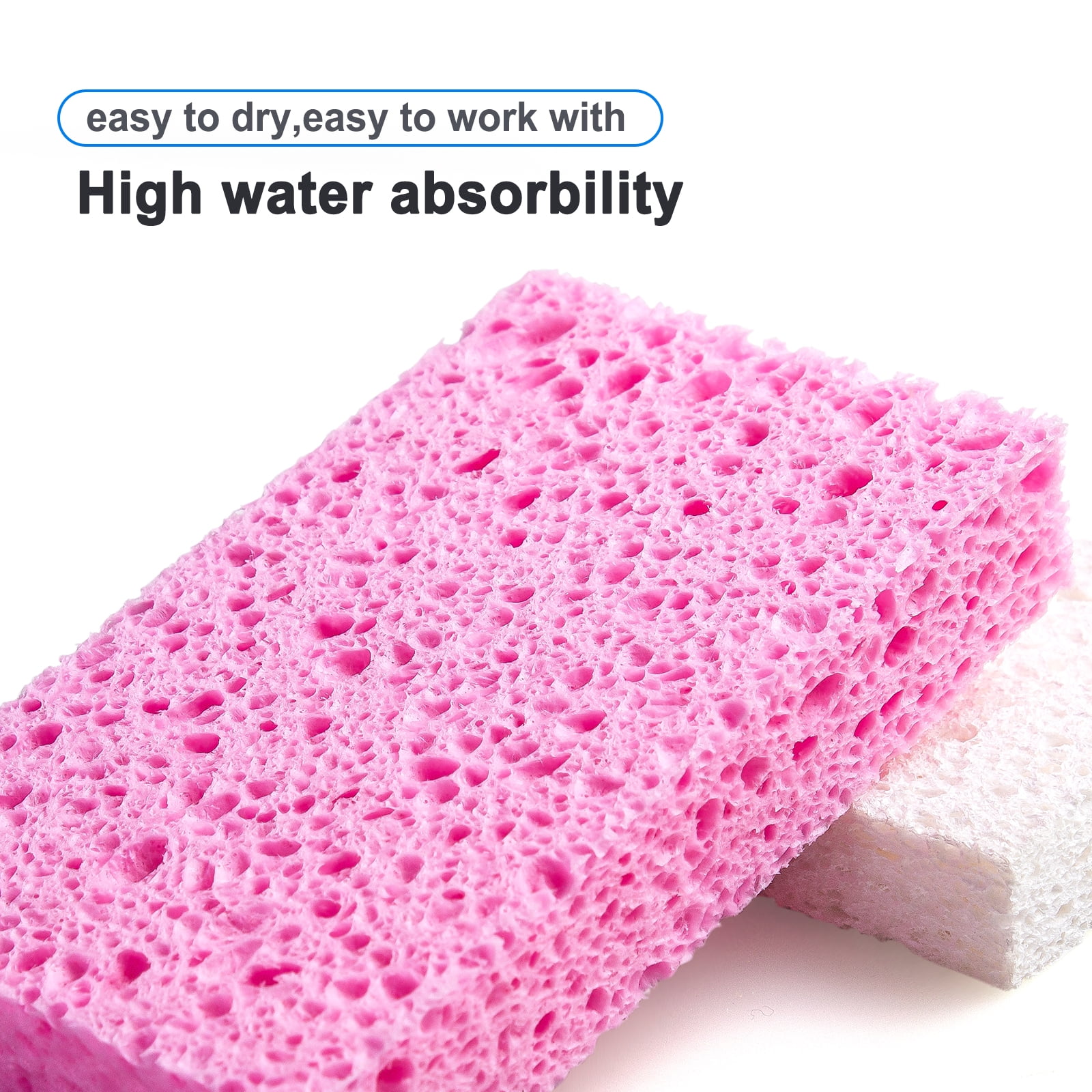 HOMERHYME Non-Scratch Cellulose Scrub Sponges 12 Pack, Kitchen Sponge with  Double-Side & Ergonomic Design. Durable Sponge for Dishes, Coated