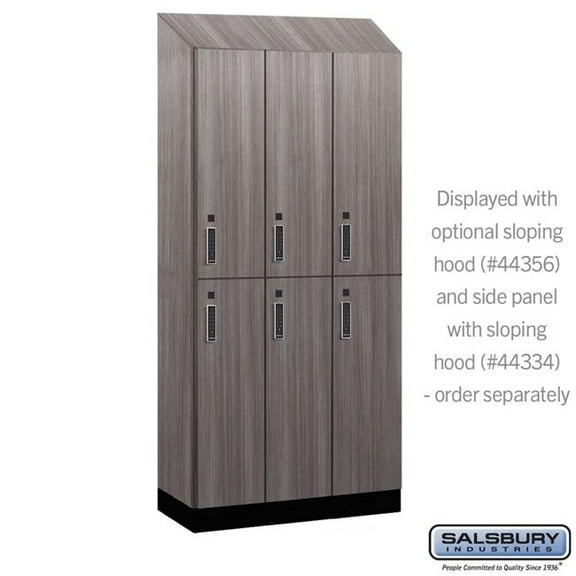 Salsbury Industries 42368SW-E 12 in. Wide Premier Wood Locker - Double Tier - 3 Wide - 6 ft. High - 18 in. Deep - Skyline Walnut - Electronic Locks