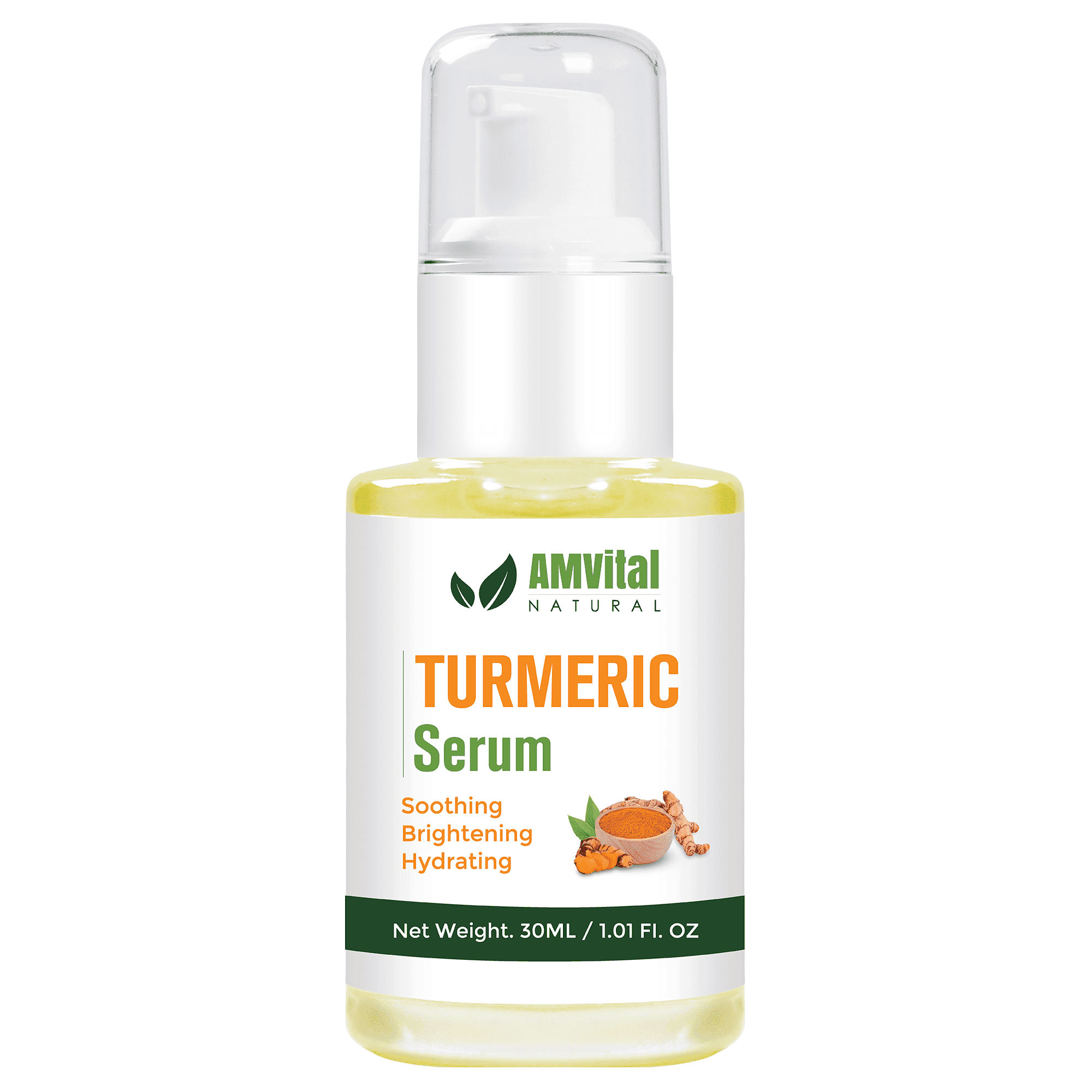 AMVital Turmeric Face & Body Serum with Natural Botanicals β Lightweight Daily Skincare Formula for Women and Men, 1 fl oz
